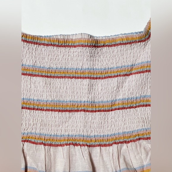 Smocked Crop Top Peplum Cropped Fitted Shirt Pastel Stripes Summer Casual Beach - Picture 12 of 17